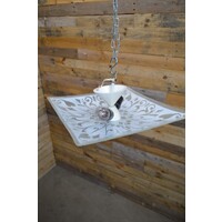 thumb-Jaren 60 plafond hanglamp met vierkante glazen kap-4