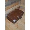 LoodsVol, Tweedehands Vintage bruine reiskoffer met zilverkleurige hoekstukken