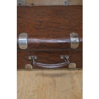 thumb-Vintage bruine reiskoffer met zilverkleurige hoekstukken-2