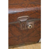 thumb-Vintage bruine reiskoffer met zilverkleurige hoekstukken-3