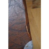 thumb-Vintage bruine reiskoffer met zilverkleurige hoekstukken-5