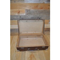 thumb-Vintage bruine reiskoffer met zilverkleurige hoekstukken-7