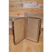 thumb-Vintage bruine reiskoffer met zilverkleurige hoekstukken-8