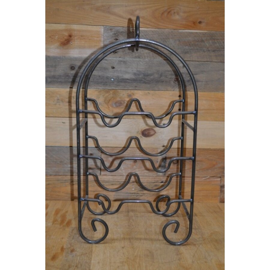 Vintage metalen flessenrek voor 6 flessen-1