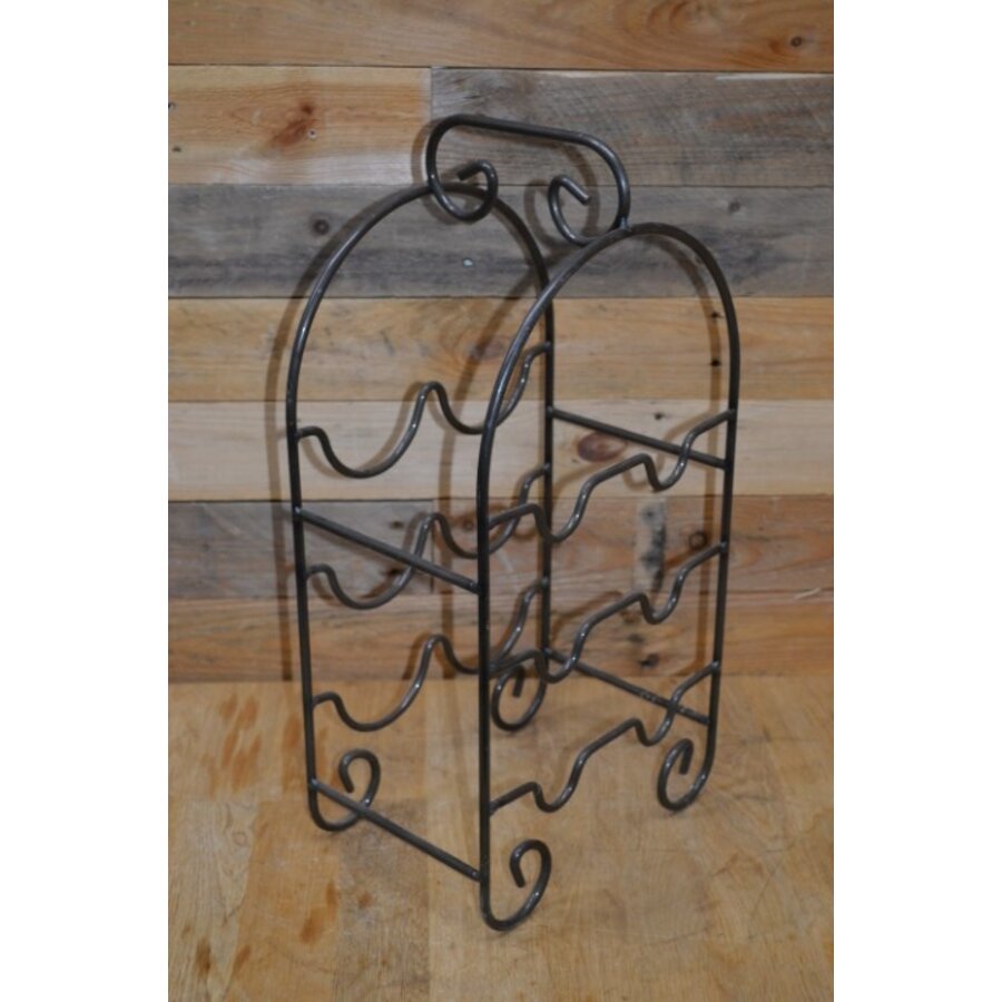 Vintage metalen flessenrek voor 6 flessen-2