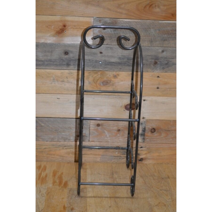 Vintage metalen flessenrek voor 6 flessen-3