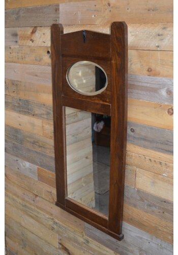Spiegel Art-Deco met eiken lijst 