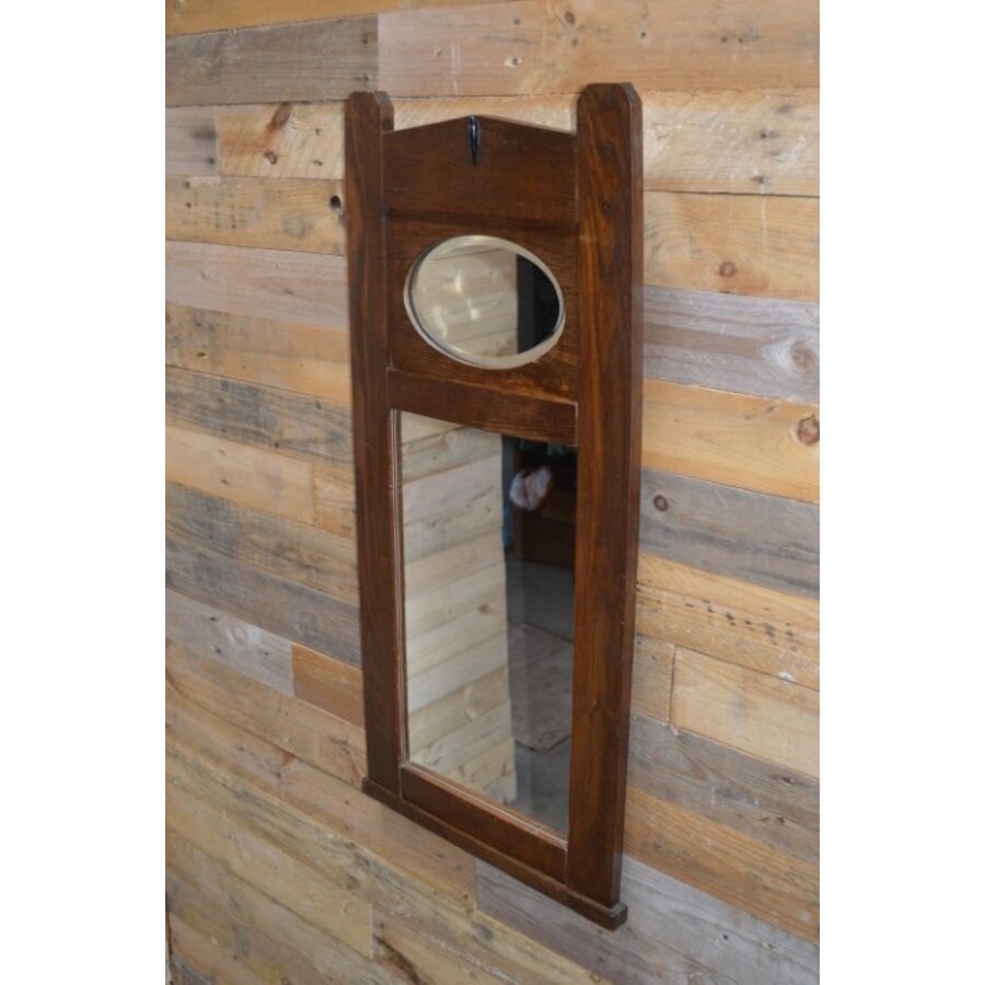 Spiegel Art-Deco met eikenhouten lijst-1