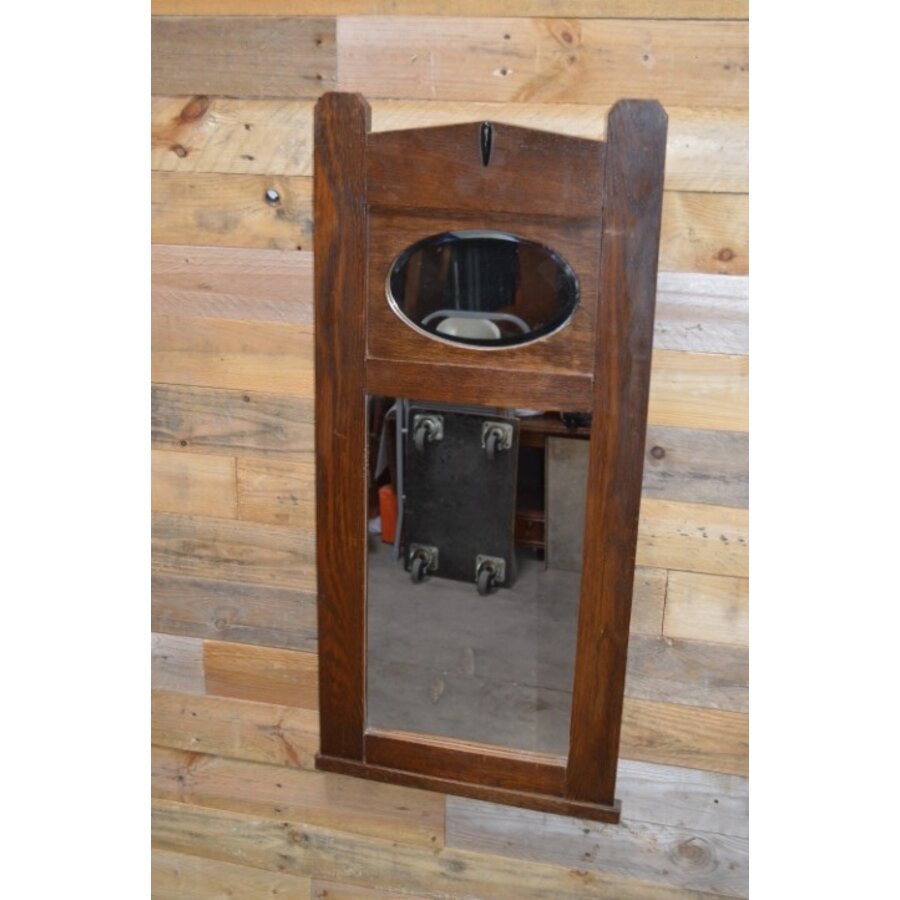 Spiegel Art-Deco met eikenhouten lijst-4