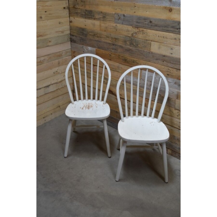 Spijl stoelen beukenhout wit geschilderd retro-1