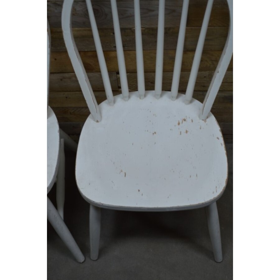 Spijl stoelen beukenhout wit geschilderd retro-6