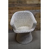 LoodsVol, Tweedehands Vintage witte rotan fauteuil met gevlochten poot