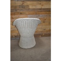 thumb-Vintage witte rotan fauteuil met gevlochten poot-4