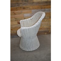 thumb-Vintage witte rotan fauteuil met gevlochten poot-5