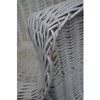 thumb-Vintage witte rotan fauteuil met gevlochten poot-6