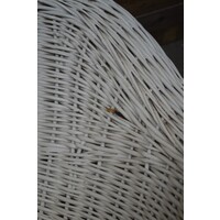 thumb-Vintage witte rotan fauteuil met gevlochten poot-8