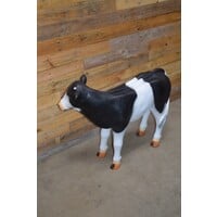 thumb-Polyester dierenbeeld zwart bont kalf voor tuin en interieur-5