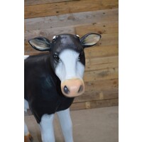 thumb-Polyester dierenbeeld zwart bont kalf voor tuin en interieur-7
