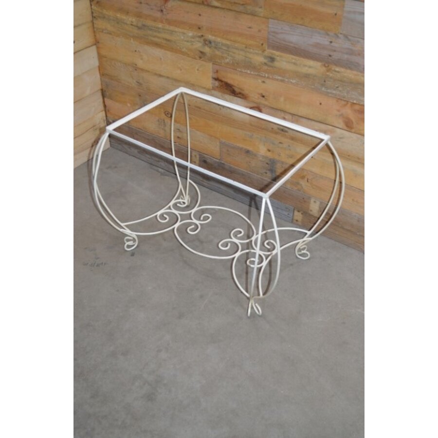 Vintage wit metalen frame voor bijzettafeltje-1