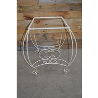 thumb-Vintage wit metalen frame voor bijzettafeltje-4