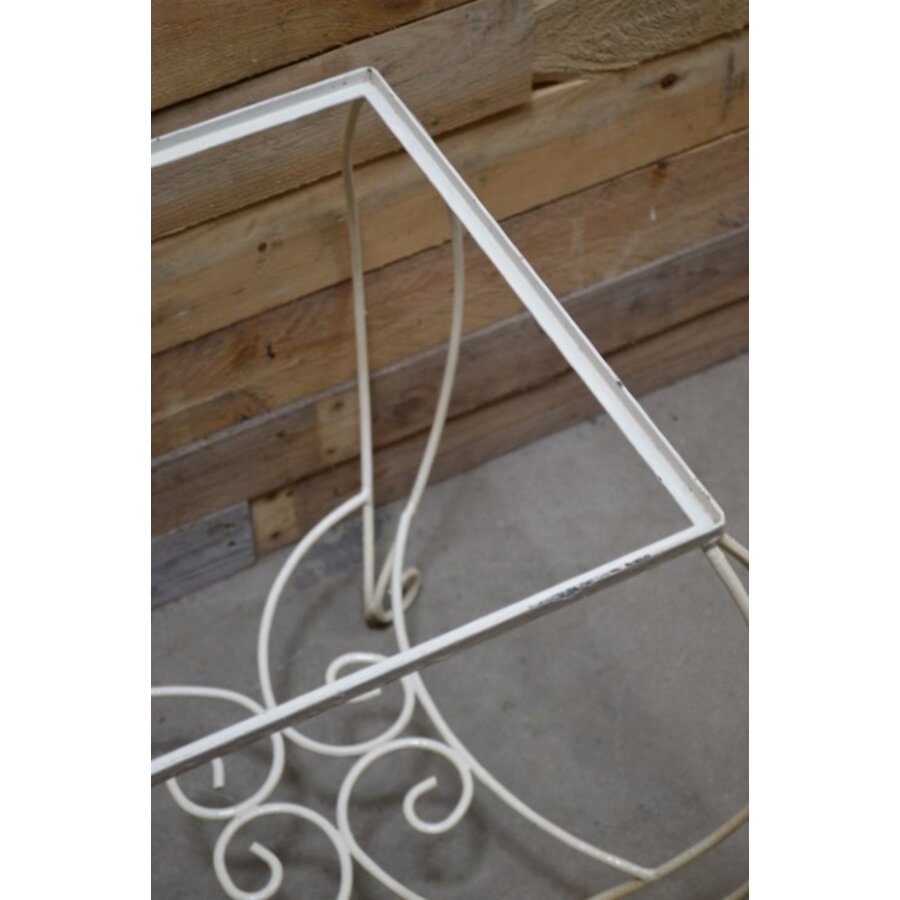 Vintage wit metalen frame voor bijzettafeltje-6
