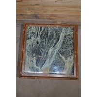 thumb-Vintage houten tafeltje met groen natuurstenen blad-3