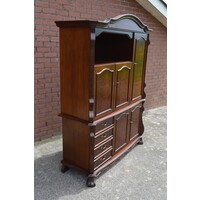 thumb-Tweedelige wandkast met notenhout fineer en laden-3