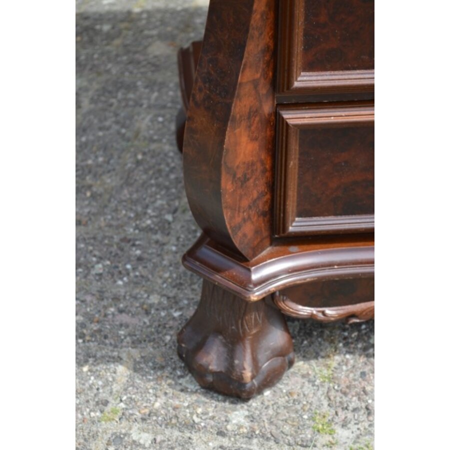 Tweedelige wandkast met notenhout fineer en laden-6