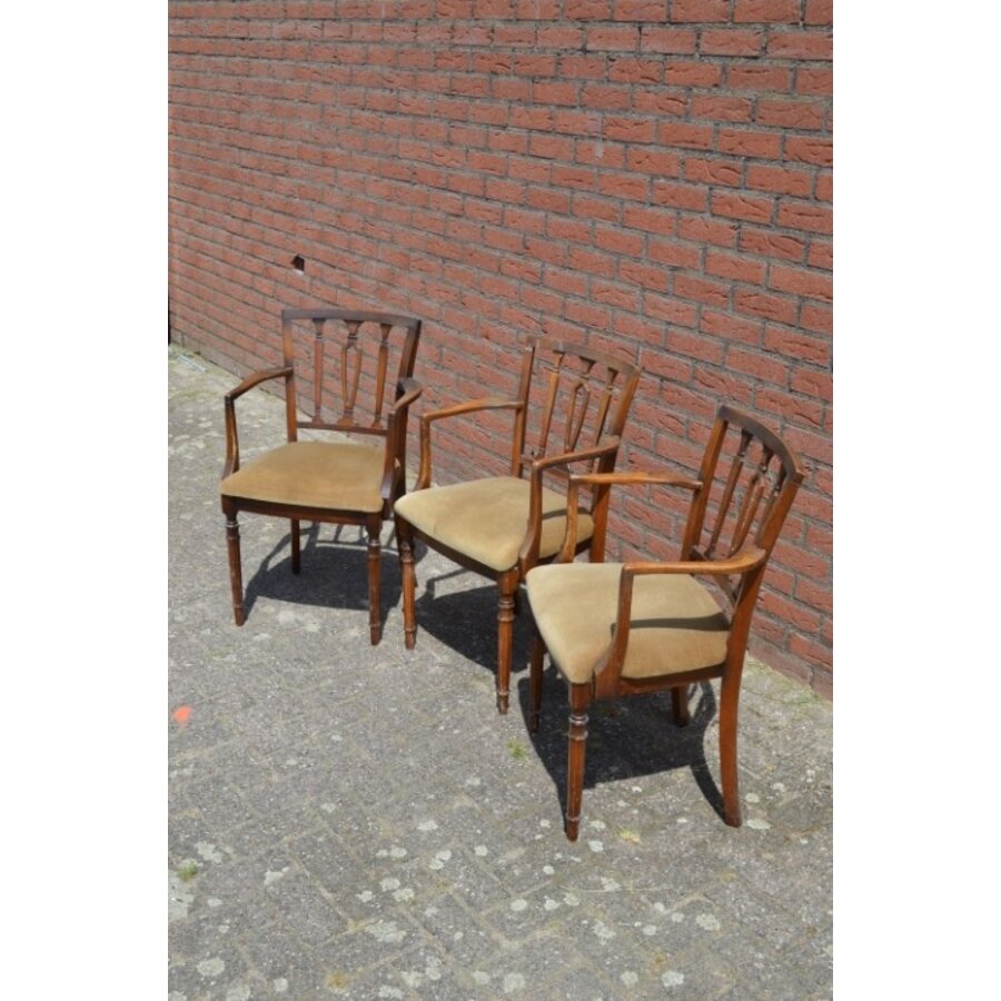 Klassieke Georgiaaanse stijl mahoniehouten stoeltjes 3 stuks-2