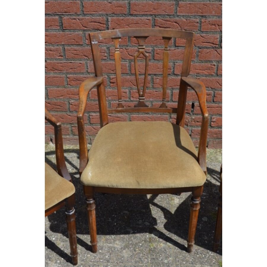 Klassieke Georgiaaanse stijl mahoniehouten stoeltjes 3 stuks-5