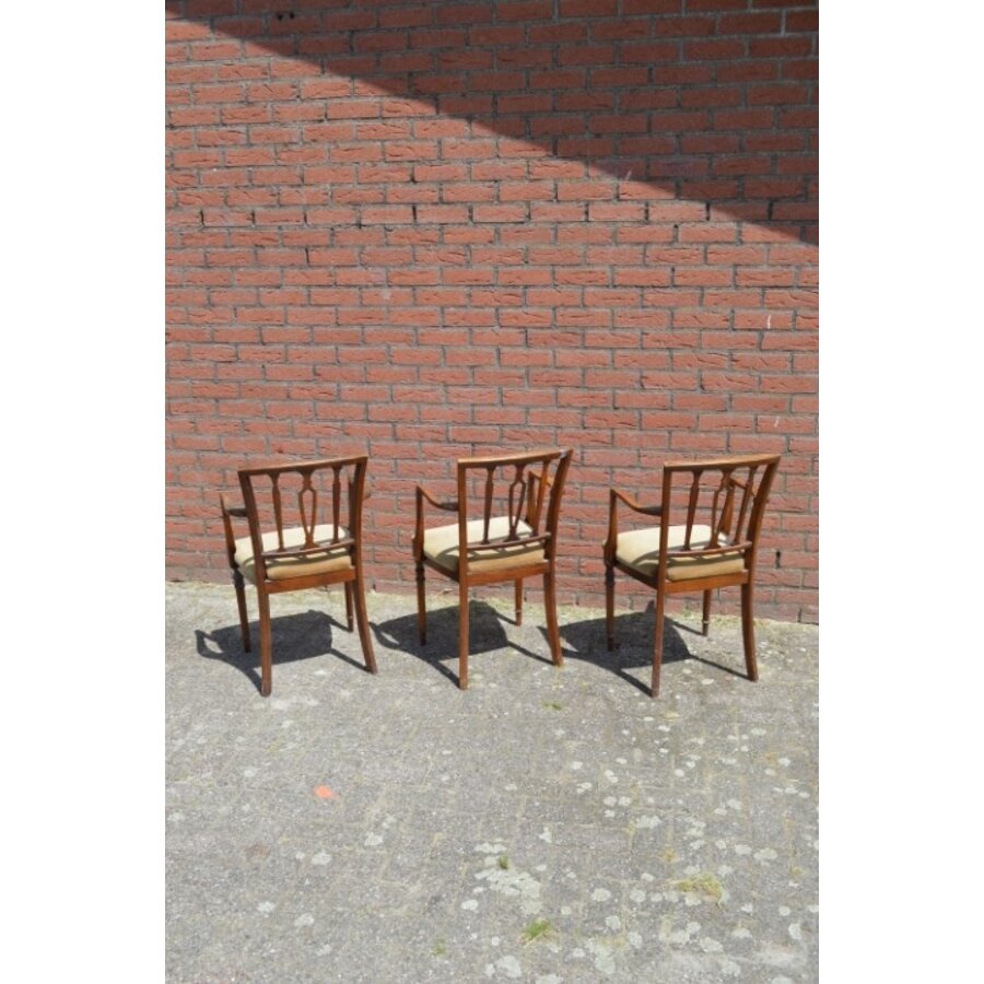Klassieke Georgiaaanse stijl mahoniehouten stoeltjes 3 stuks-8