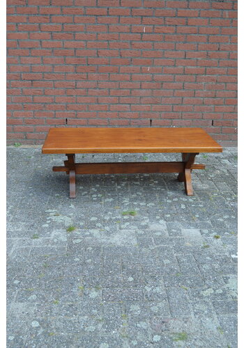 Eiken kruispoot salontafel donker 