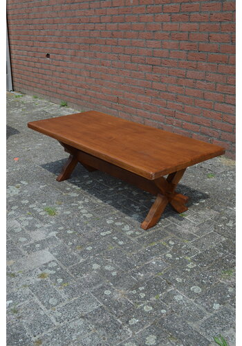 Eiken kruispoot salontafel donker 