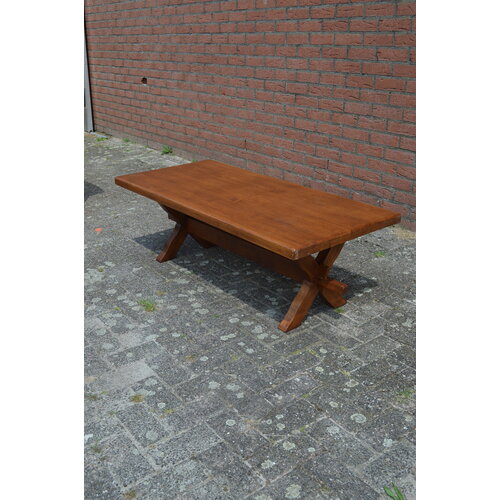 Eiken kruispoot salontafel donker 