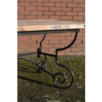 thumb-Brutalistische eettafel met steenschotten blad en metalen onderstel-2