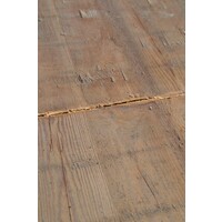 thumb-Brutalistische eettafel met steenschotten blad en metalen onderstel-7