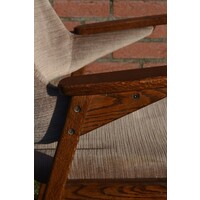 thumb-Vintage Pynock armstoel van eikenhout met velours bekleding-4