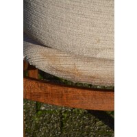 thumb-Vintage Pynock armstoel van eikenhout met velours bekleding-6