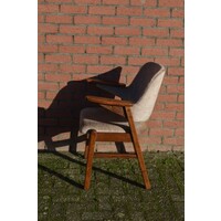 thumb-Vintage Pynock armstoel van eikenhout met velours bekleding-9
