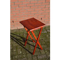 thumb-Opklapbaar houten bijzettafeltje in warm roodbruine kleur-2