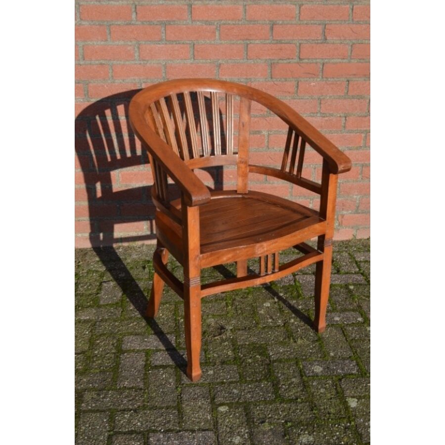 Massief teakhouten armstoel in kuipmodel-1
