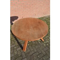 thumb-Ronde boeren keukentafel met klapblad en driepoot-3