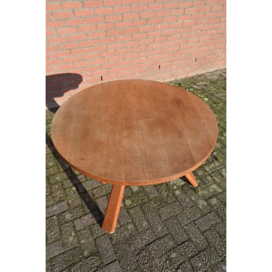 Ronde boeren keukentafel met klapblad en driepoot-3