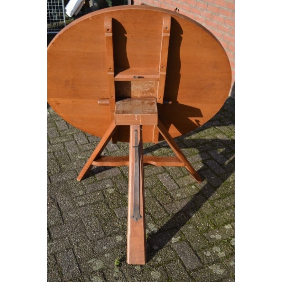Ronde landelijke boeren keukentafel met klapblad-6