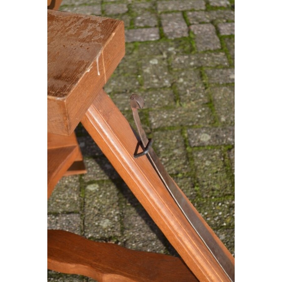 Ronde landelijke boeren keukentafel met klapblad-7