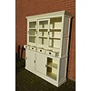 LoodsVol, Tweedehands Witte vitrine servieskast van massief grenen met glazen deuren