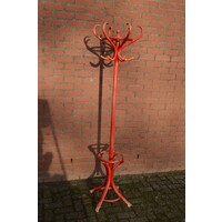 thumb-Brocante Thonet staande kapstok rood met paraplustandaard-1