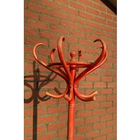 thumb-Brocante Thonet staande kapstok rood met paraplustandaard-3