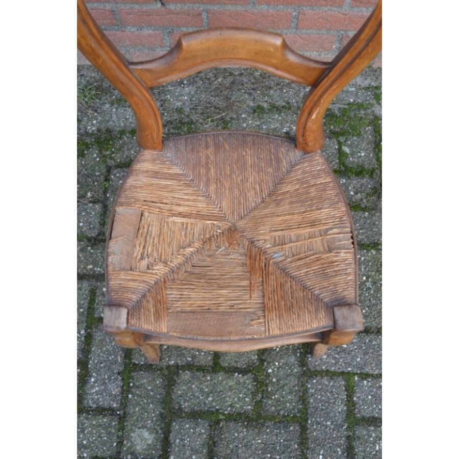 Antieke Louis Philippe stoel met biezen zitting-3
