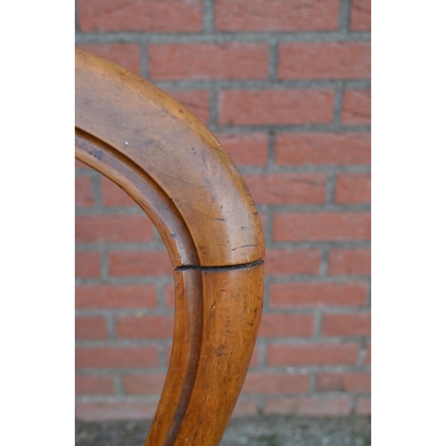 Antieke Louis Philippe stoel met biezen zitting-4